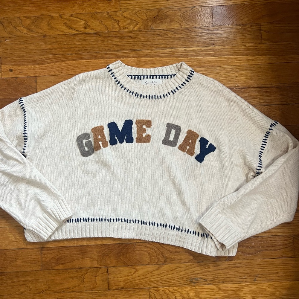 Jessica Simpson Cream Sweater with Blue Accents